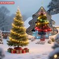 thumbnail image 2 of Metal Hanging Christmas Tree Wind Decorations - Geometric Pattern Garden Spinners with Colorful Lights for Yard & Garden, 2 of 7