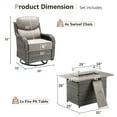 thumbnail image 2 of Planntonneo 5 Pieces Outdoor Patio Furniture Set with Fire Pit Table, 4 Swivel Rocking Chairs with 6" Thick Cushion for Porch Deck Garden Backyard, Grey/Beige, 2 of 13