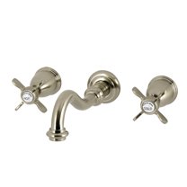Kingston Brass KS3128BEX Essex Double-Handle 3-Hole Wall Mount Bathroom Faucet in Brushed Nickel