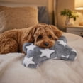 thumbnail image 6 of Bone-Shaped Pet Pillow for Small Dogs and Cats, Curved Neck Support Cushion, Soft Flannel Fabric, Washable, Cute Star Heart Paw Print Designs, Compact Travel Size, Cozy and Soft, 6 of 7