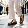 thumbnail image 3 of Gpaecead Women's Lace Trim Flat Loafers Round Toe Slip On Soft Sole Vintage Cottagecore Comfortable Walking Shoes Brown, 3 of 8