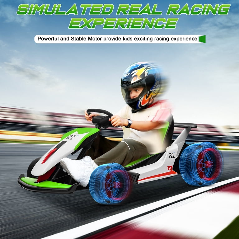 JOYRACER, Electric Go-Kart, 24V, Green, for Kids Age 6-12