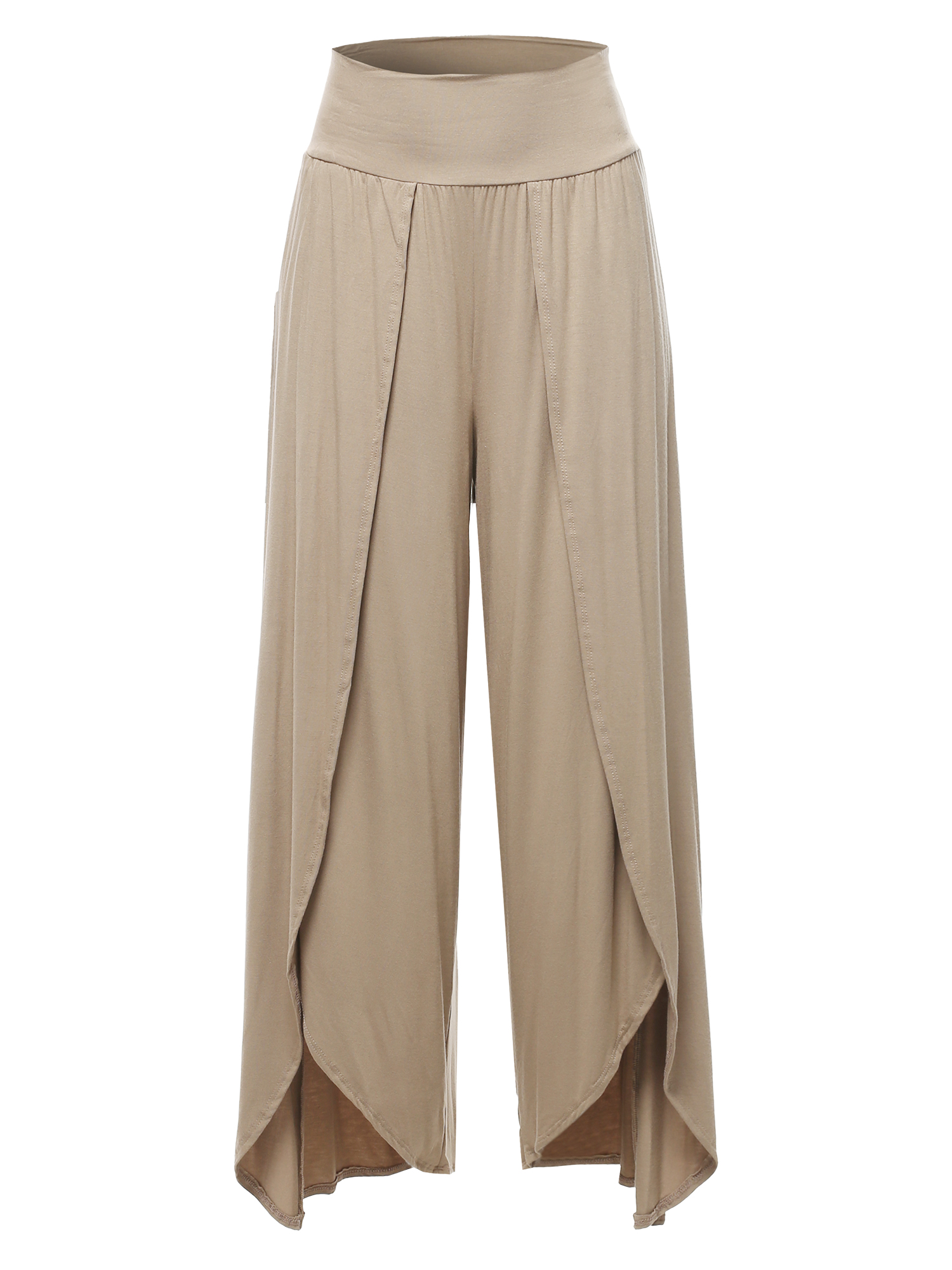 Solid Modal Wide Leg Tulip Pants Taupe 