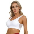 thumbnail image 4 of MSemis Women's Athletic Yoga Sports Bra Breathable Hollow Out Workout Crop Top A White 4XL, 4 of 6