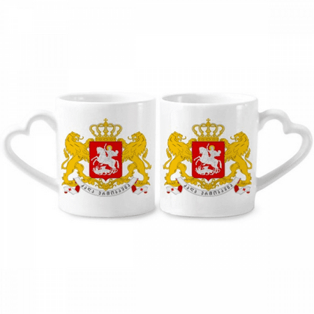

National Emblem Country Couple Porcelain Mug Set Cerac Lover Cup Heart Handle