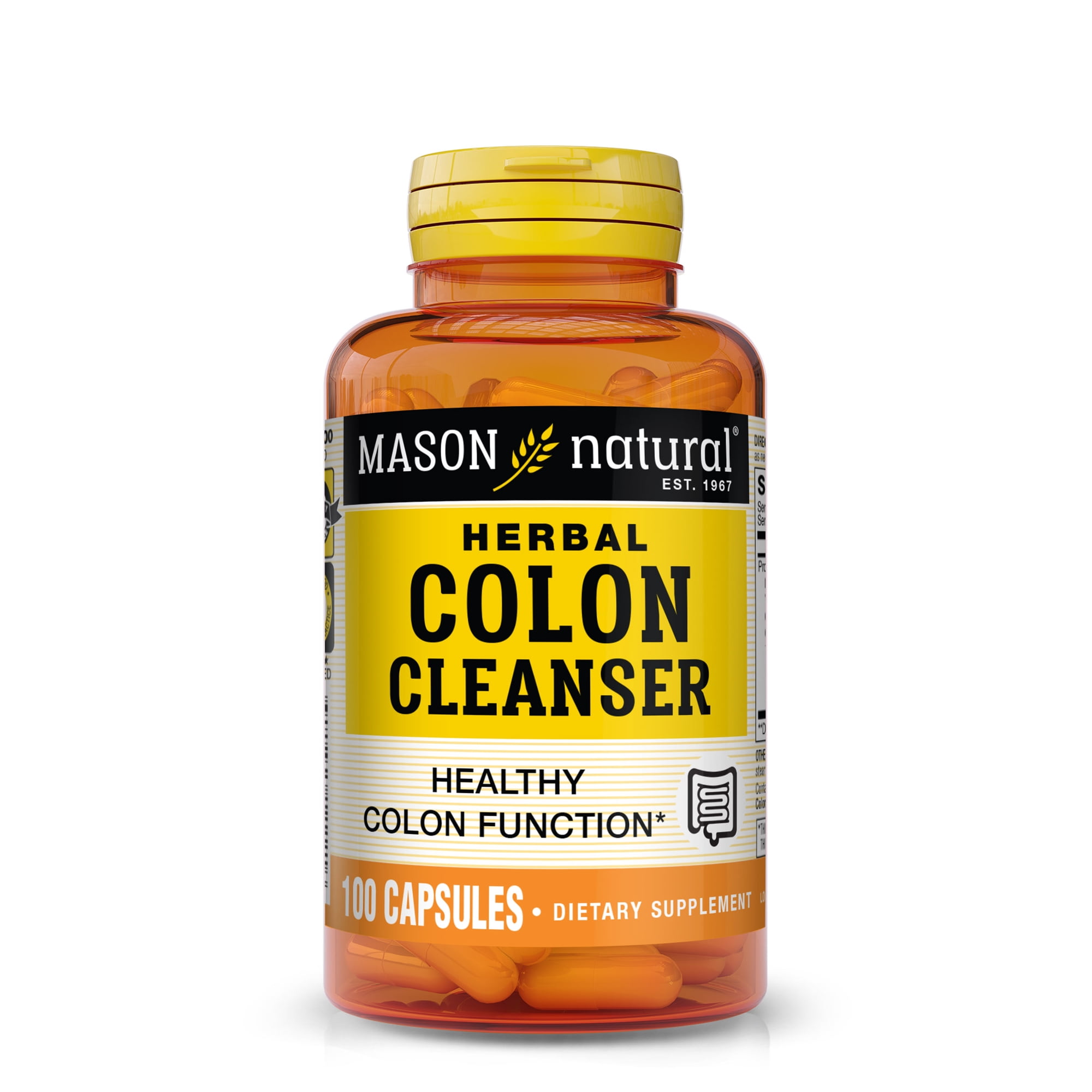 Mason Natural Herbal Colon Cleanse Supplements for Bloating, Digestion, Detox, Regularity - 100 Capsules