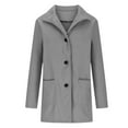 thumbnail image 3 of Women's Autumn Winter Vintage Solid Color Button Up Stand Collar Wool Coat Warm Sweatshirts for Women State Jacket Running Jacket Woman Jacket for Women Lightweight Women Windbreaker Jacket Womens, 3 of 3