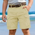 thumbnail image 5 of WAYUTE Boys Pants Solid Color Cargo Knee Length Pants with Multiple Pockets for Kids Youth Play and Summer Dress Cargo Shorts Outdoor Casual,11-12 Y,Khaki, 5 of 6