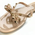 thumbnail image 2 of Women Jelly flip Flop Bow Sandals-Beach Flat Rivets Rain Ankle Strap Thong Nude, 2 of 4