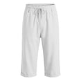 thumbnail image 3 of CIAKGIAF Shorts for Men Drawstring Elastic Waist Solid Rolled Cuff Capri Casual with Pockets Capri Shorts, 3 of 6
