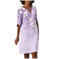thumbnail image 2 of Qiopertar Robe d'Été Décontractée en Coton et Lin à Manches Courtes Col Rond Grandes Économies de Vacances! jusqu'à 90 % de Réduction, 2 of 5