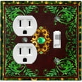 thumbnail image 1 of Metal Light Switch Plate Cover Elegant Green Maroon Starry Night Damask Frame FRA022, 1 of 13