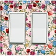 thumbnail image 1 of Metal Light Switch Plate Outlet Cover Colorful Floral Garden Wallpaper Pink ROS040, 1 of 13