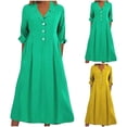thumbnail image 7 of Tumotour Summer Dress for Women Homecoming Dresses Maxi Dress for Women T-Shirt Dress Women's Fashion Solid Color Casual Summer Short Sleeve V-Neck Dress, 7 of 7
