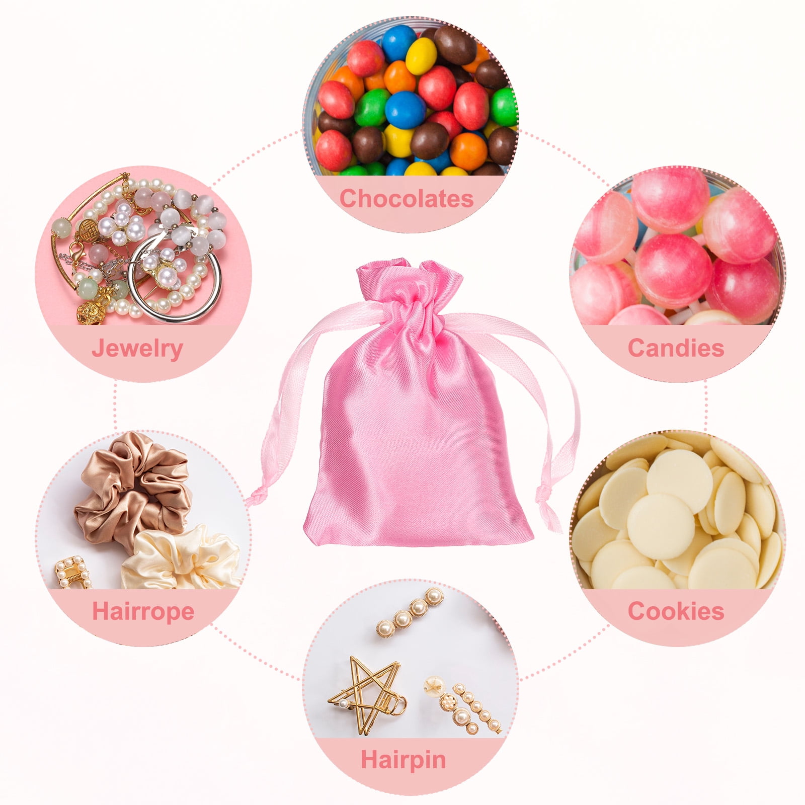 Unique Bargains Party Favor Bags for Birthday Candy Occasions Pink 3.5" x 2.8"