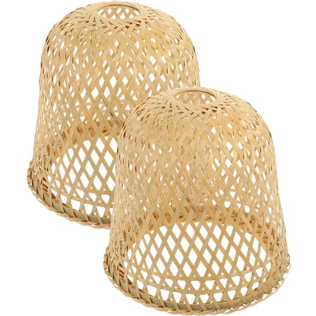 

2pcs Woven Bamboo Lampshade Rustic Style Bamboo Lampshade Pendant Light Lamp Cover Lamp Accessory