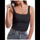 thumbnail image 3 of Camisetas Sin Mangas con Doble Forro para Mujer, Estilo Y2K, para Salir, Ajustadas, Sin Mangas, con Cuello Cuadrado, para Verano. Negro XS, 3 of 9