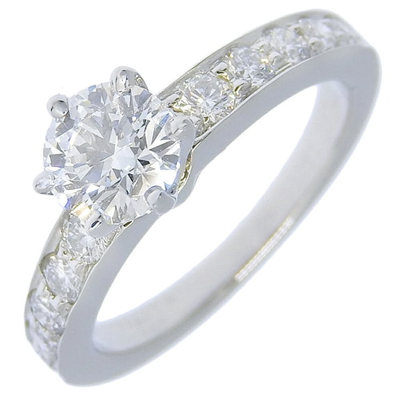 Pre-Owned Tiffany & Co. Solitaire size 4 ring, half eternity, Pt950 platinum x... (Good)