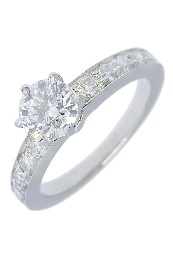 Pre-Owned Tiffany & Co. Solitaire size 4 ring, half eternity, Pt950 platinum x... (Good)