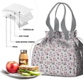 thumbnail image 4 of Gray Christmas Gnome and Tree Pattern Drawstring Lunch Bag Women - Drawstring Lunch Bag Insulated for Work Office - Stain-Resistant Large Lunchbags for Women with Multi-Pockets, 4 of 6