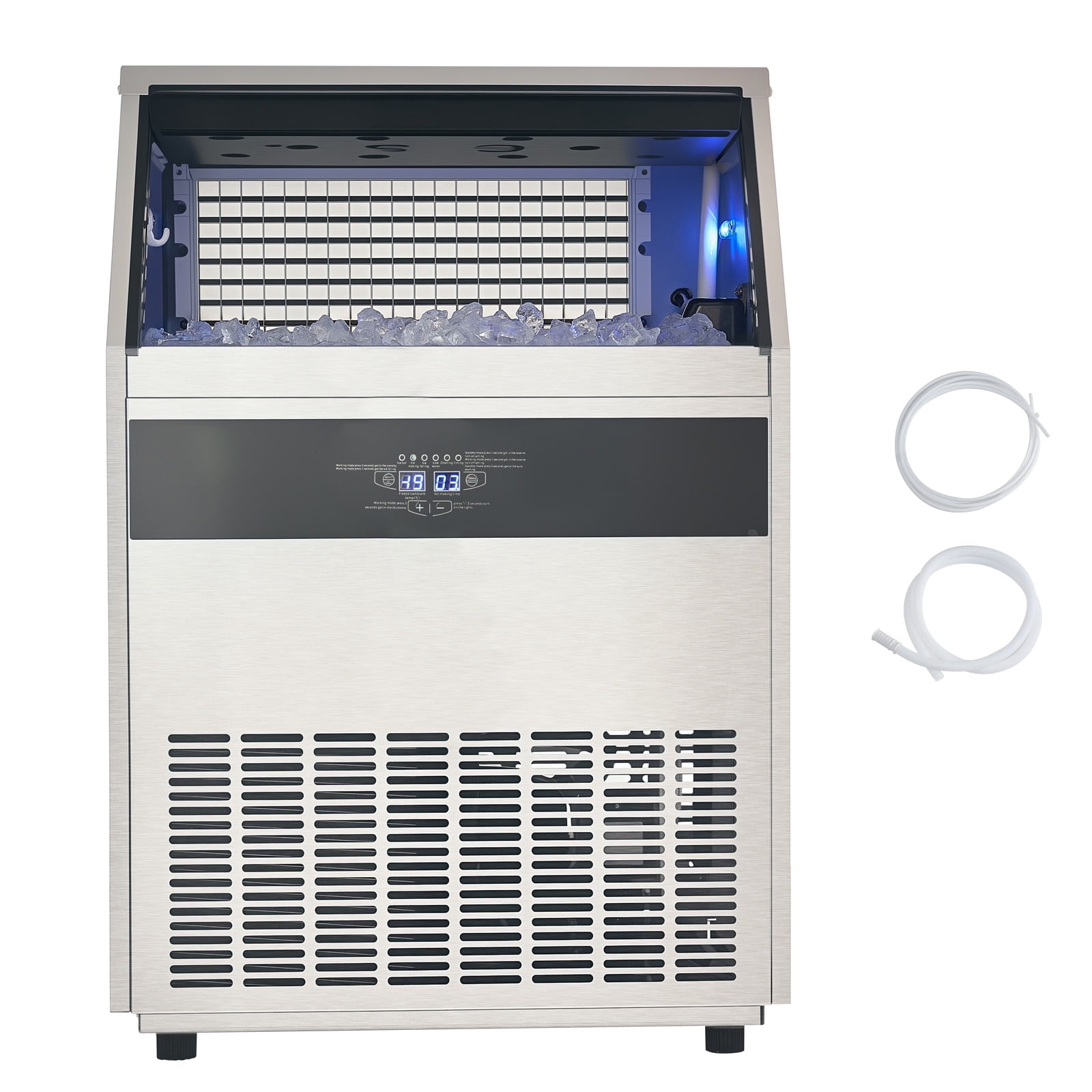 KFFKFF 440lbs Commercial Ice Maker Machine Stainless Steel Under Counter ice Machine with 130lbs Storage Bins with Auto Clean