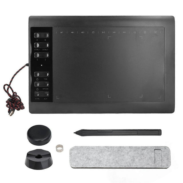 Graphics Tablet 233 PPS 5080 LPI 8192 Levels Pressure Sensitivity for Desktop, Laptop, Mobile Phone, Black