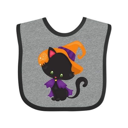 

Inktastic Halloween Cat Cute Cat Black Cat Witch Hat Gift Baby Boy or Baby Girl Bib