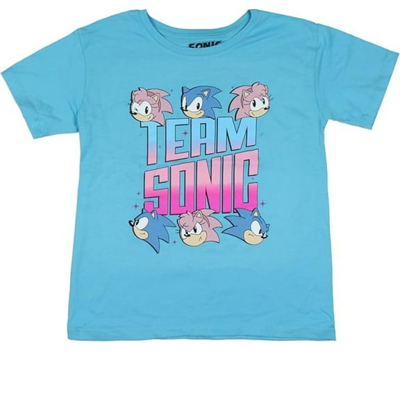 Girls Sonic The Hedgehog Graphic Short Sleeve T-Shirt Featuring Sonic & Amy- Sizes XS-XL