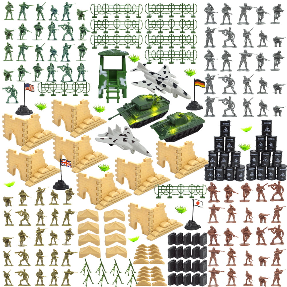 250pcs Military Playset Plastic Toy Soldiers Army Men Tanks Figures Toys Set 