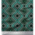 thumbnail image 1 of Soimoi Japan Crepe Satin Fabric Aztec Kilim Fabric Prints by Yard 42 Inch Wide, 1 of 1