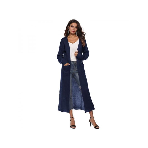 Lavaport Women Long Sleeve Open Front Cardigan Loose Knitting Long Shirt