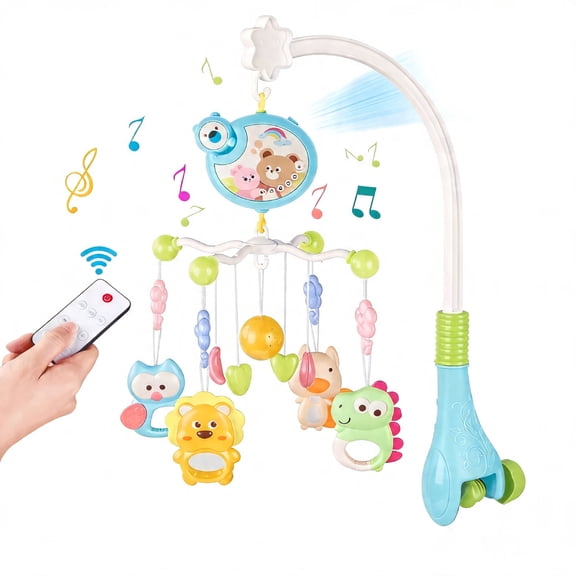 Mobile Toy Mobile with Relaxing Music, Baby Musical Animal Mobiles with Stars Projector
