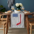 thumbnail image 2 of Gray American Flag Table Runner - 108 Inch Long, Kitchen Dining Table Runner Dresser Scarves, Abstract Red Hockey Stripes Us Flag Farmhouse Decor for Coffee Tables Wedding Party Banquet, 2 of 8