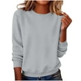 thumbnail image 4 of CHZAYXI Womens Sweatshirts Crewneck Fleece Lined Pullover Solid Color Long Sleeve Shirts Fall Winter Basic Tees Tops, 4 of 5