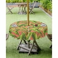 thumbnail image 4 of nqOlkjepod Summer Green Leaves Outdoor Tablecloth with Umbrella Hole & Zipper, Tropical Watercolor Botanical Round Table Cover 54 Inch, Dining Waterproof Table Cloth Protector for Patio/Party/Picnic, 4 of 7