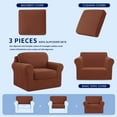 thumbnail image 6 of Subrtex Sofa Slipcover Sets 3 Pieces Stretch Couch Cover Backrest Cushion Covers (Armchair, Brick), 6 of 6