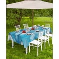 thumbnail image 4 of Fsddascl Blue Marble Outdoor Tablecloth - 54x80 Inch Rectangle Dining Table Cover, Contemporary Aesthetics Abstract Art Waterproof Outdoor Table Cloth with Umbrella Hole & Zipper for Picnic/Patio, 4 of 7