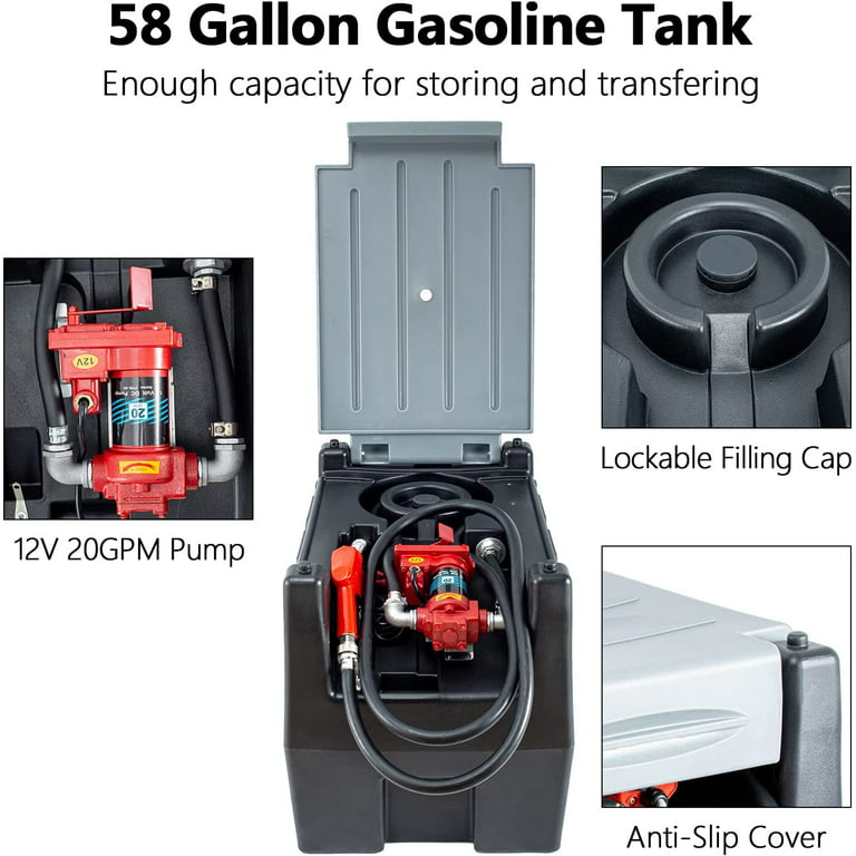 Quality 200L 58 Gallon Diesel Fuel Storage Tank 10 GPM Capacity Portable 12V