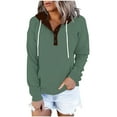 thumbnail image 4 of Uootdi Hoodie for Women Oversized Button Down Color Block Long Sleeve Sweatshirt Quarter Buttons Pullover Gift Fall Winter Comf y Shirts, 4 of 6