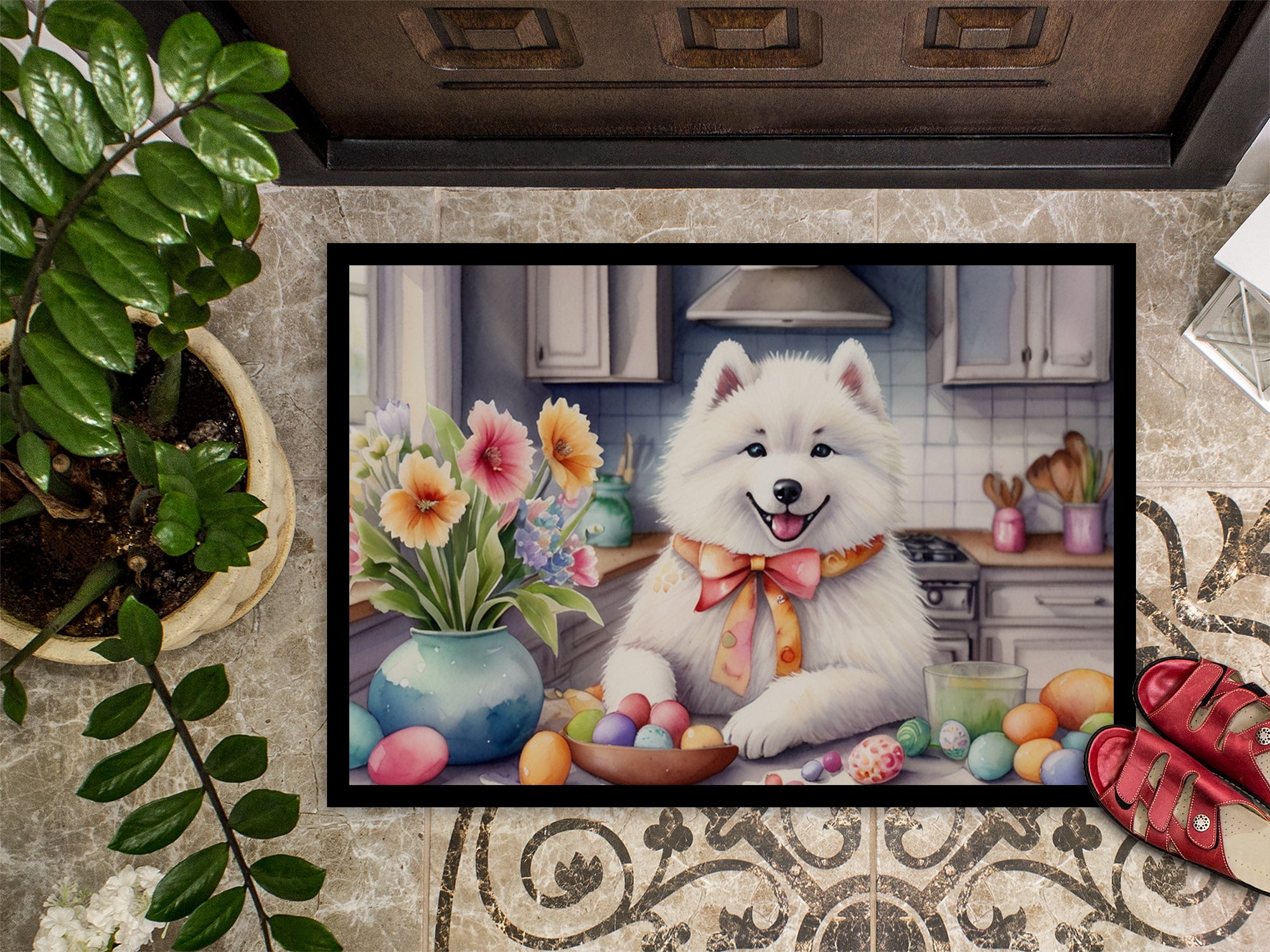 Decorating Easter Samoyed Doormat 27 in x 18 in