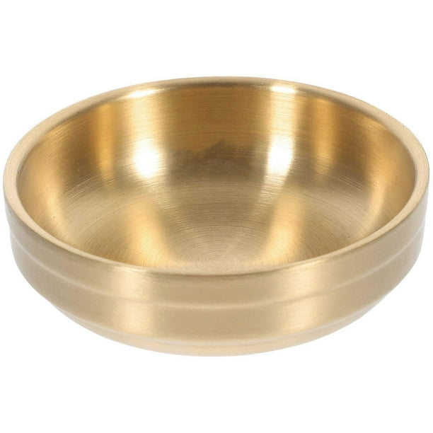 Sushi Dipping Bowl Golden Stainless Steel Sauce Dish for Dining Table Use 1Pack