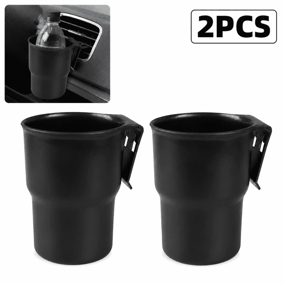 2 Pack Car Cup Holder Hooks, 3.54-Inch Auto Air Vent and Door-Mount Beverage Holders for Water Bottles, Coffee Cups and Soda Cans, Black