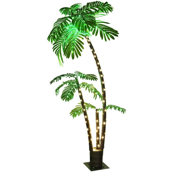 6FT LED Illuminated Palm Tree - Waterproof Outdoor/Indoor Tropical Decor for Christmas & Poolside