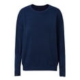 thumbnail image 4 of AOMPMSDX Casual Women 2024 Fall Sweater Long Sleeve Ribbed Knit Pullover Loose Crewneck Batwing Split Sweater Comfy Trendy Winter Tops Outerwear Coats XXXL Navy, 4 of 5