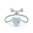 thumbnail image 2 of ANGARA Natural Round Aquamarine Solitaire Heart Bolo Ring in 14K White Gold for Women (Size-5mm) | March Birthstone, Birthday, Anniversary, Jewelry Gift for Women | Natural Aquamarine Ring, 2 of 9