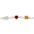 thumbnail image 2 of Gem Stone King 925 Silver and 10K Yellow Gold Red Garnet Yellow Citrine and Lab Grown Diamond Tennis Bracelet for Women By Keren Hanan (2.10 cttw, Adjustable up To 9 inch), 2 of 4