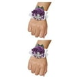 thumbnail image 3 of relayinert Unique Stretch Wristband With Handmade Satin Roses For Stylish Look Easy To Wear N7 Grape Purple 2Set, 3 of 6