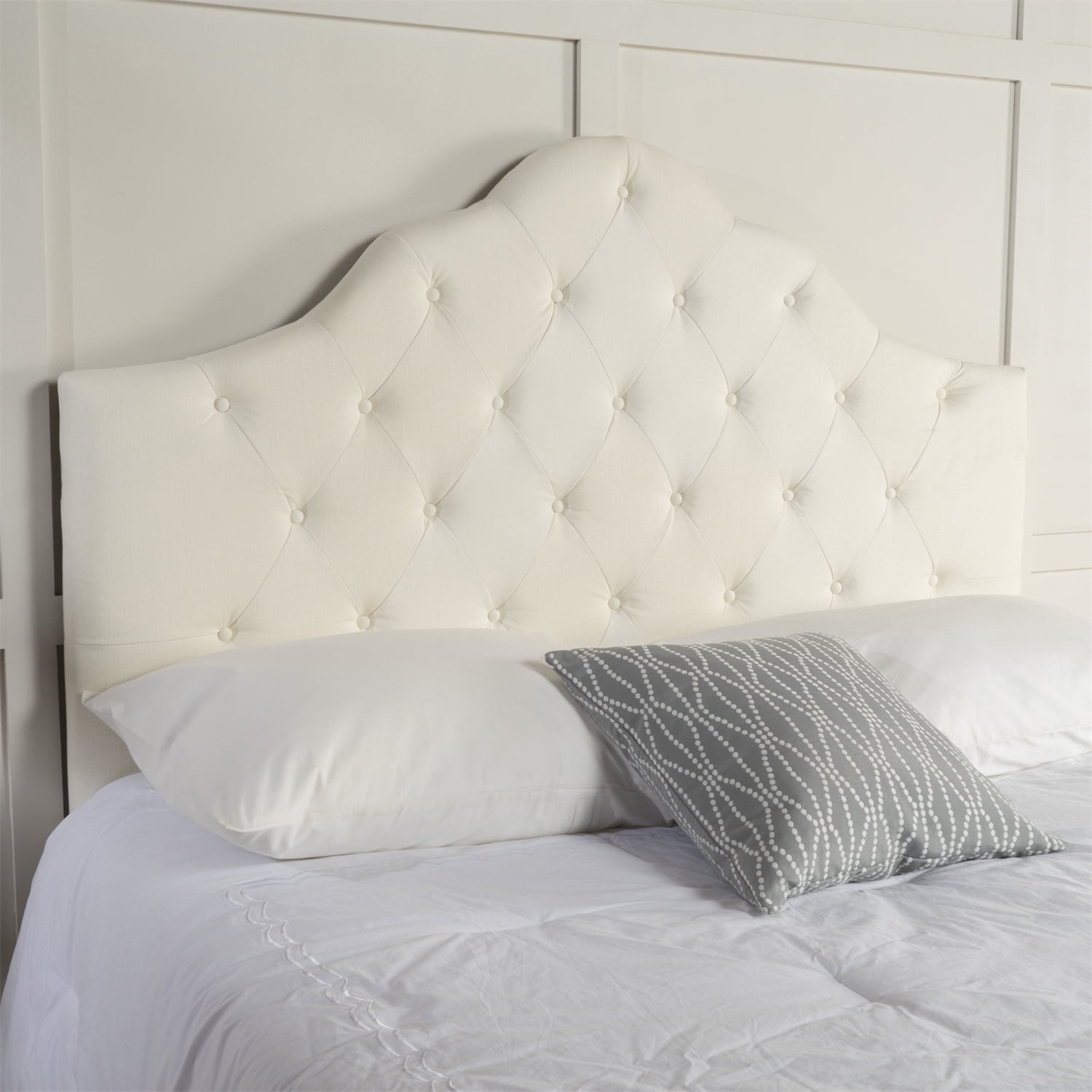 Kepooman Queen / Full Size Tufted Button Soft Fabric Upholstered Twin Headboard in Beige Kepooman Queen / Full Size Tufted Button Soft Fabric Upholstered Twin Headboard in Beige