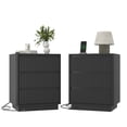 thumbnail image 3 of Hommoo Modern Wood 3-Drawer Fluted End Table Set of 2, Bedside Table Nightstand Set with Fast USB Charging Station, for Living Room,Bedroom,Office, Black, 3 of 8