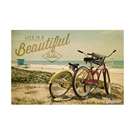 Ride Print Jersey - Seaside, New Jersey - Life is a Beautiful Ride - Beach Cruisers Print Wall Art By Lantern Press